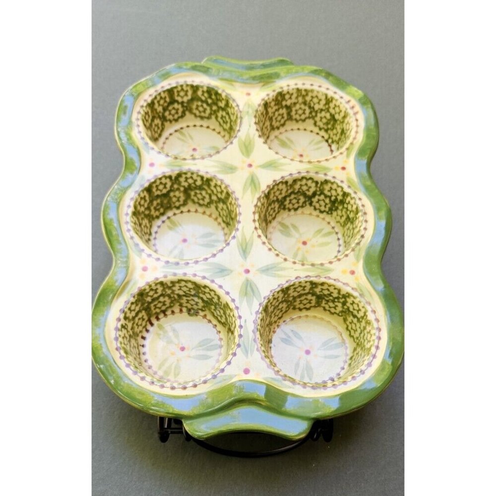 Temp-Tations Old World Tara Cupcake Muffin Baker Pan With Metal Wire Stand Caddy